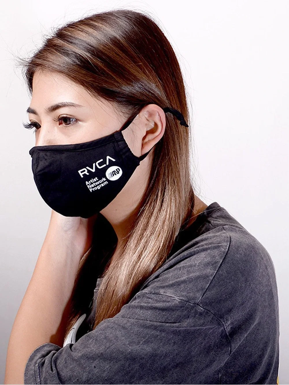 RVCA Reusable Black Face Mask with White Logo